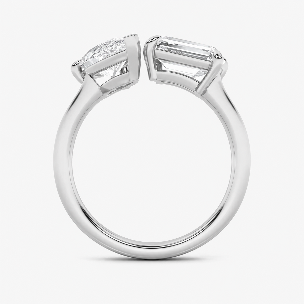 3.00 CT Emerald Cut And Pear CutLab Grown Diamond Toi et Moi Ring