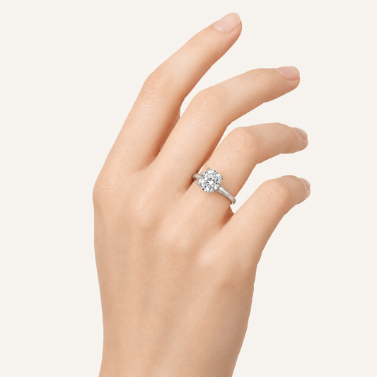 1.50 CT Round Cut Lab Grown Diamond Hidden Halo Ring