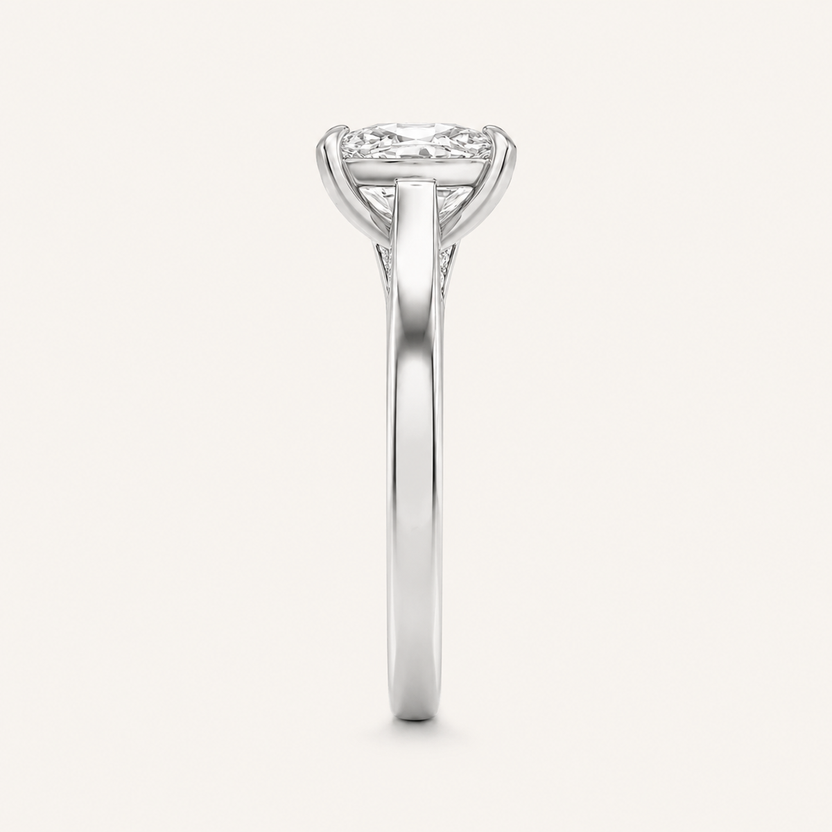 2.50 CT Elongated Cushion Cut Lab Grown Diamond Side Stone Ring