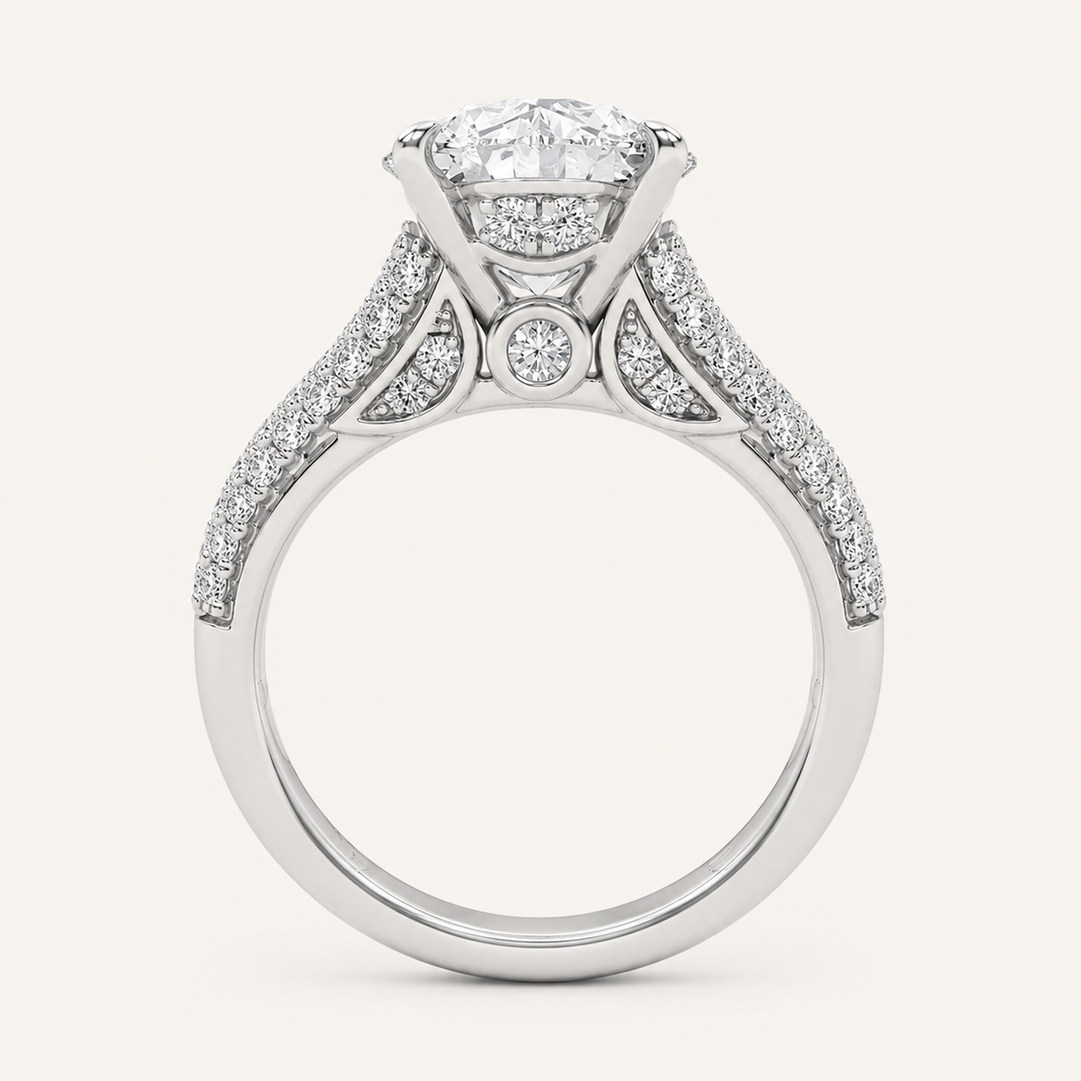 1.5CT Round Cut Lab Grown Diamond Hidden Halo Side Stone Ring