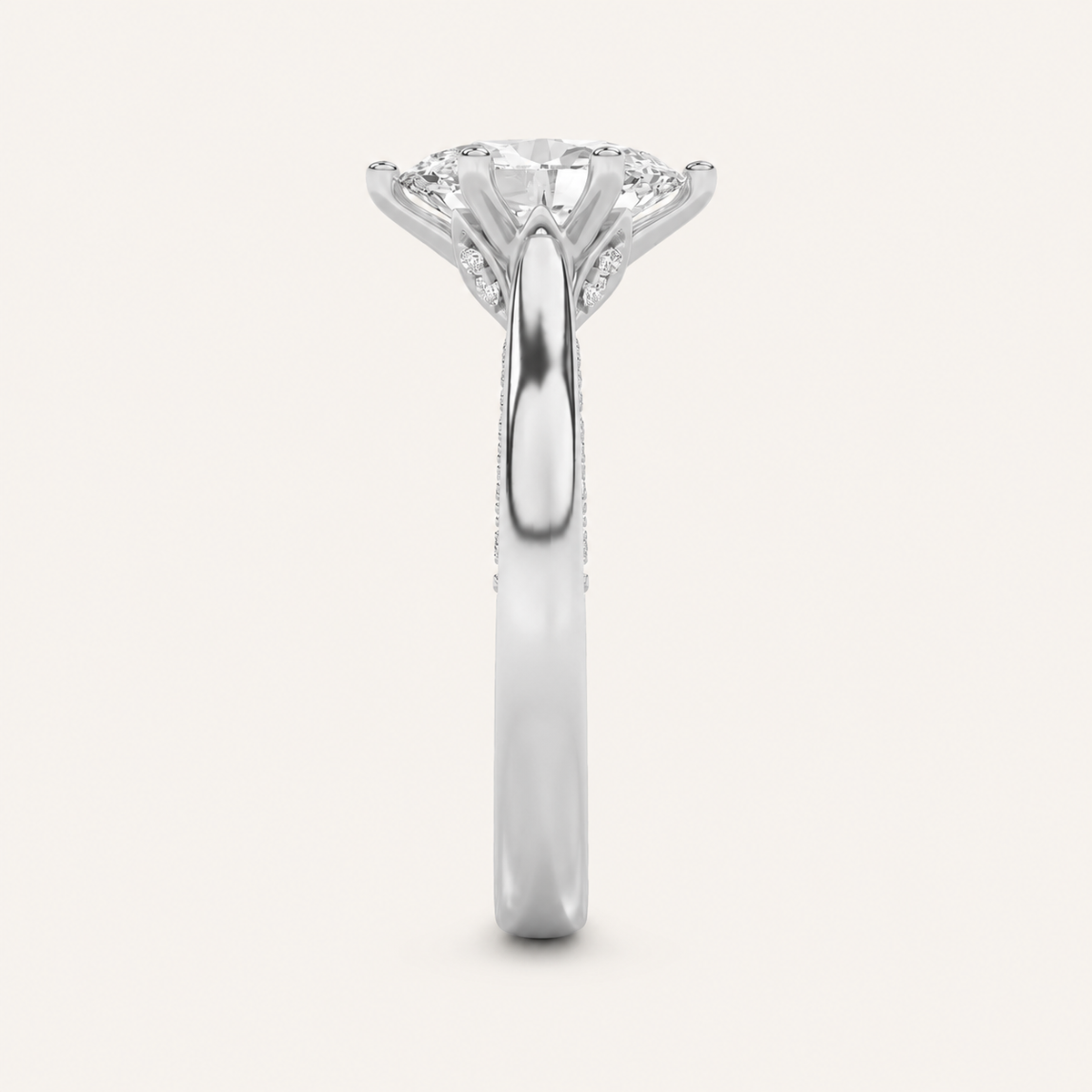 2.00 CT Oval Cut Lab Grown Diamond Side Stone Ring