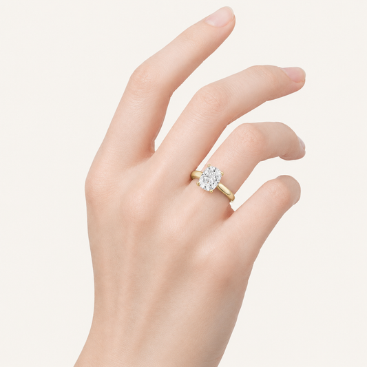1.00 CT Elongated Cushion Cut Lab Grown Diamond Hidden Halo Ring
