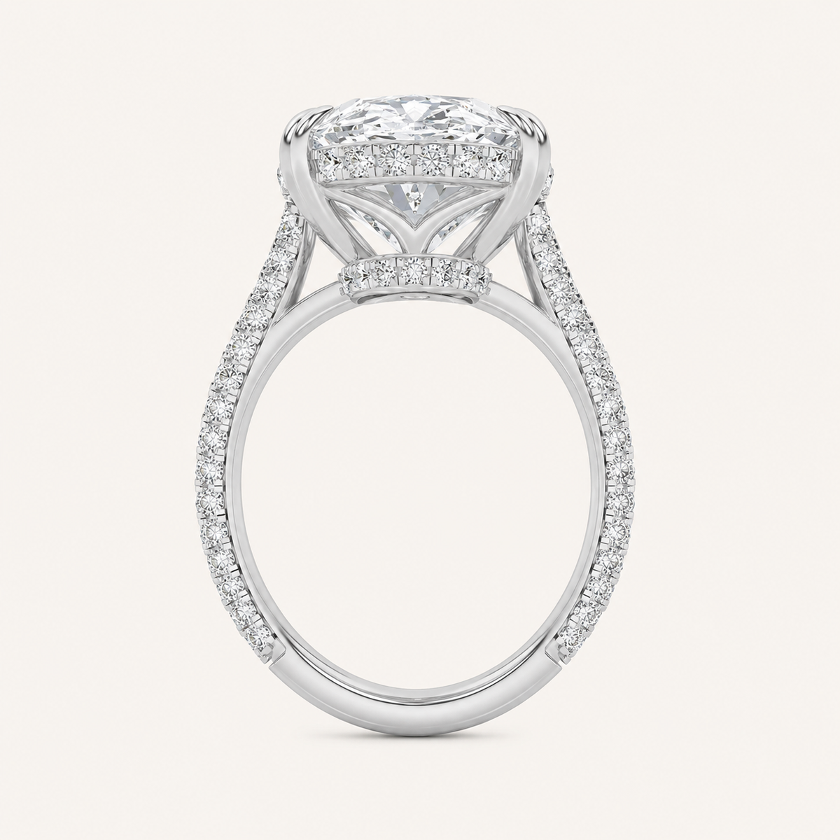 7.00 Ct Oval Cut Lab Grown Diamond Side Stone Ring