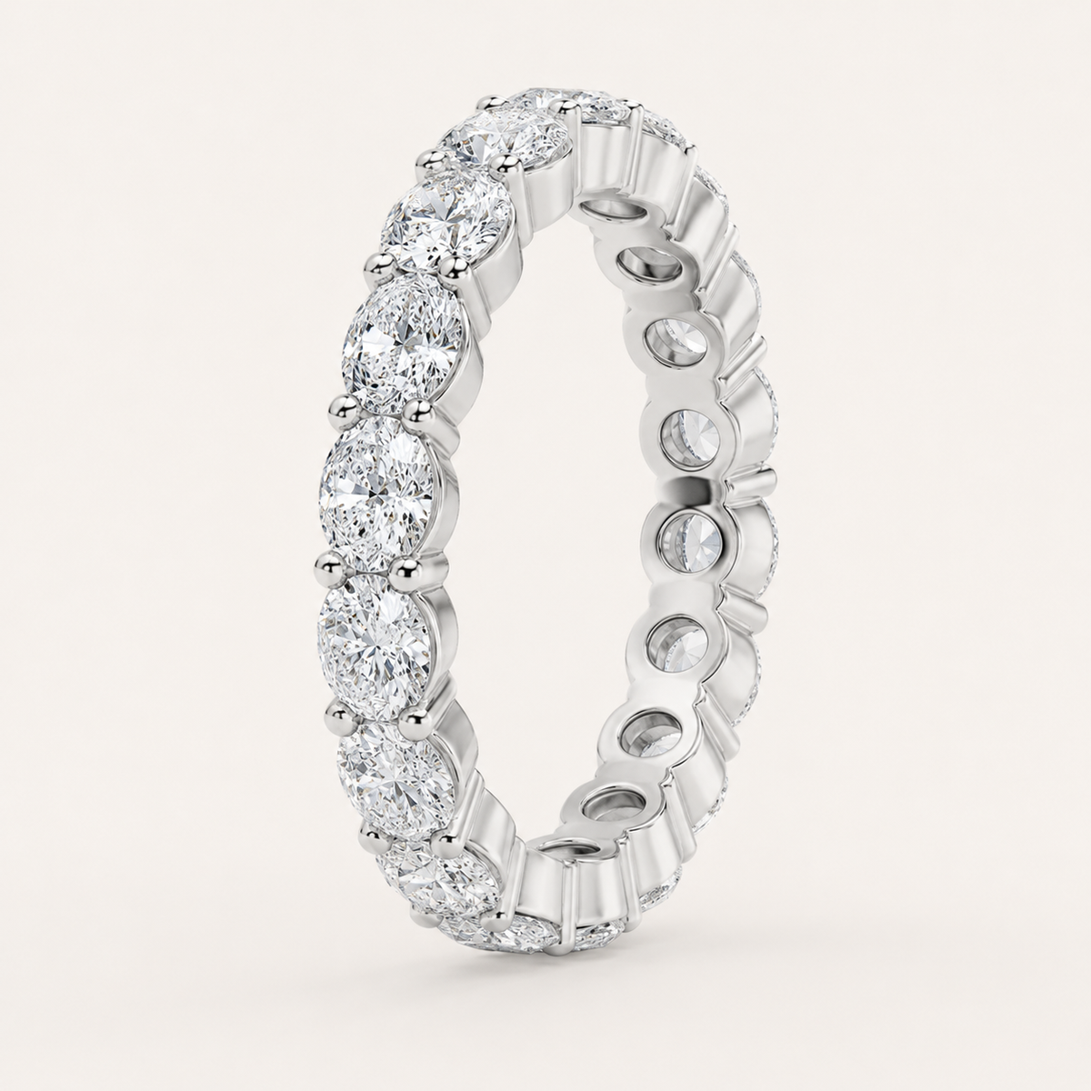 4.3CT Oval Cut Lab Grown Diamond Split Prong Eternity Ring
