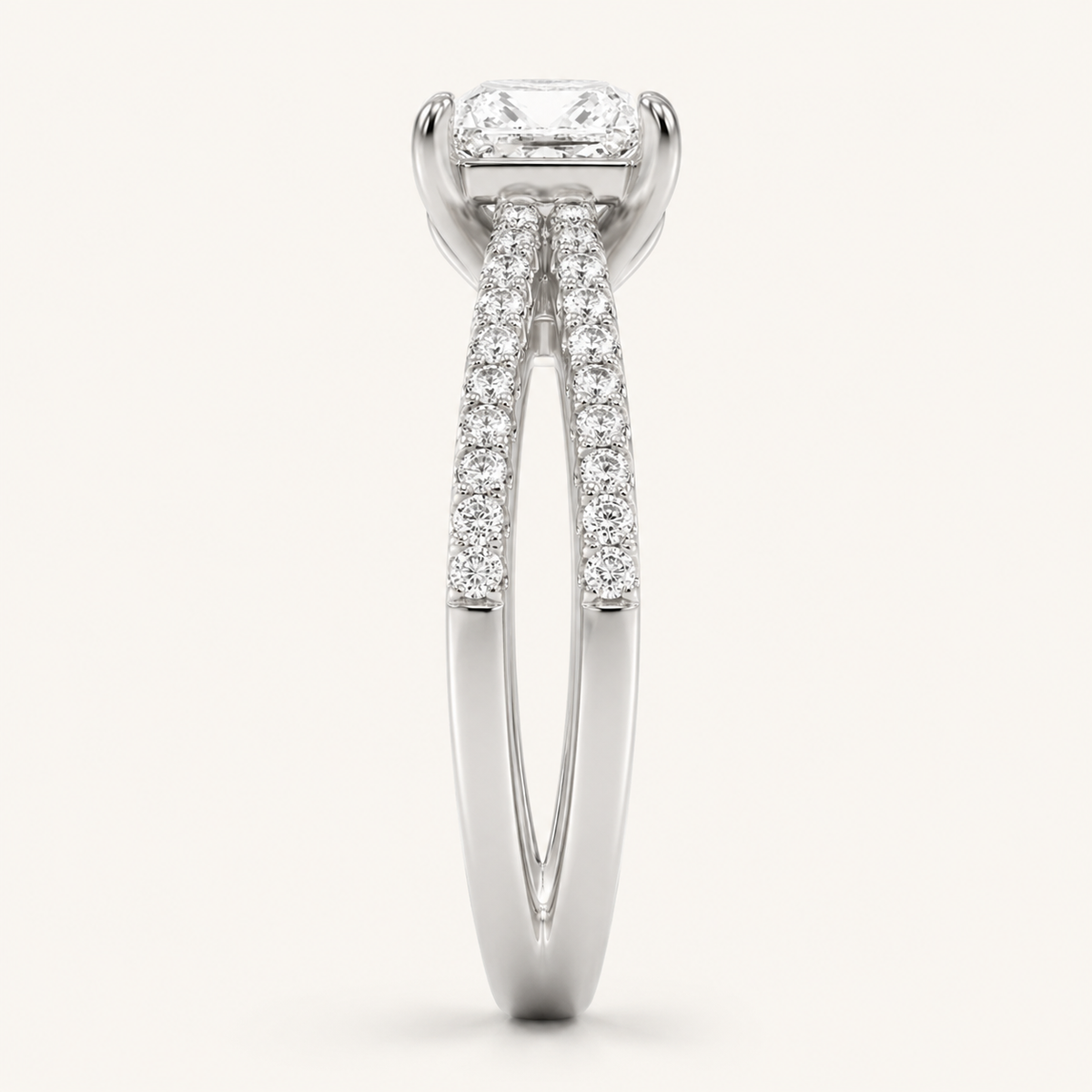 2.00 CT Princess Cut Lab Grown Diamond Side Stone Ring