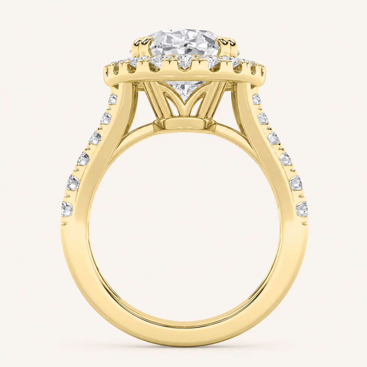 6.00 CT Oval Cut Lab Grown Diamond Bold Accented Halo Side Stone Ring