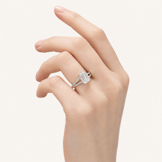 2.00 CT Radiant Cut Lab Grown Diamond Side Stone Ring