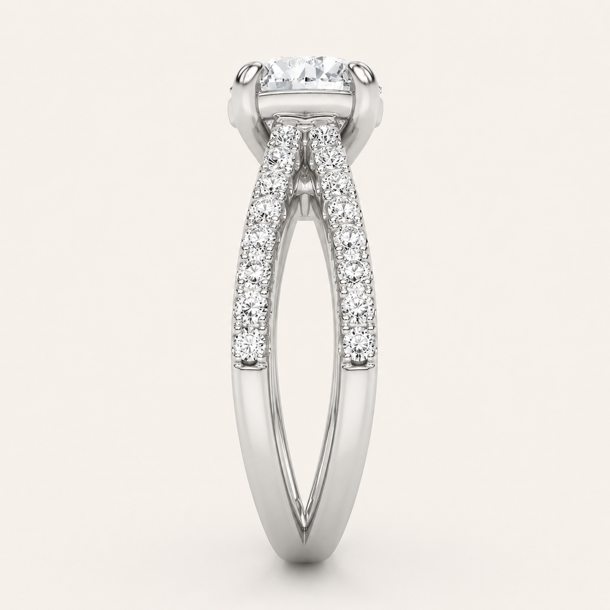 2.00 CT Round Cut Lab Grown Diamond Side Stone Ring