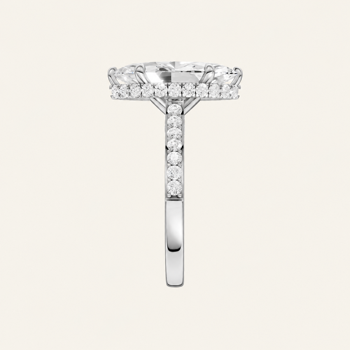 4.50CT Marquise Cut Lab Grown Diamond Hidden Halo Side Stone Ring