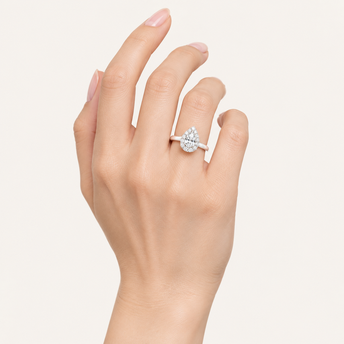 0.75CT Pear Cut Lab Grown Diamond Halo Ring