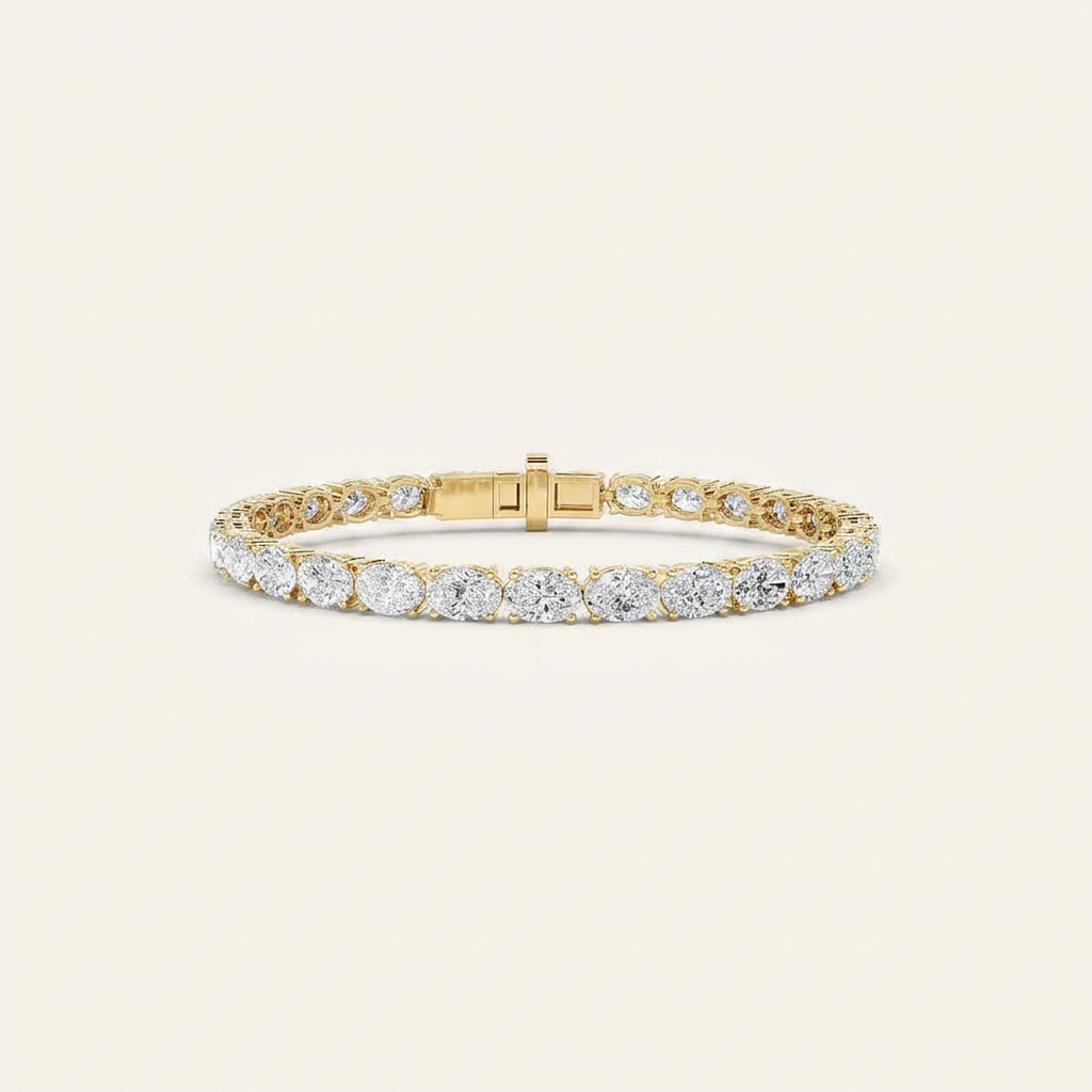 13CT Oval Cut Lab Grown Diamond Tennis Bracelet