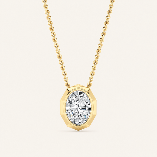 2CT Oval Cut Lab Grown Diamond Pendant Necklace