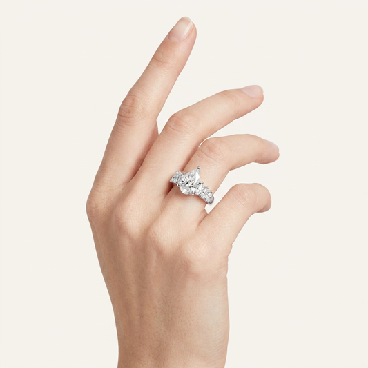 4.22CT Pear Cut Certified Lab Grown Diamond Cluster Ring