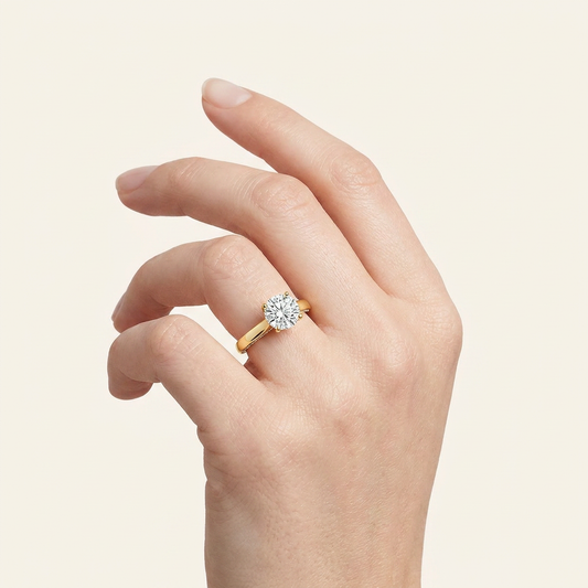 1.33 CT Round Cut Lab Grown Diamond Side Stone Ring