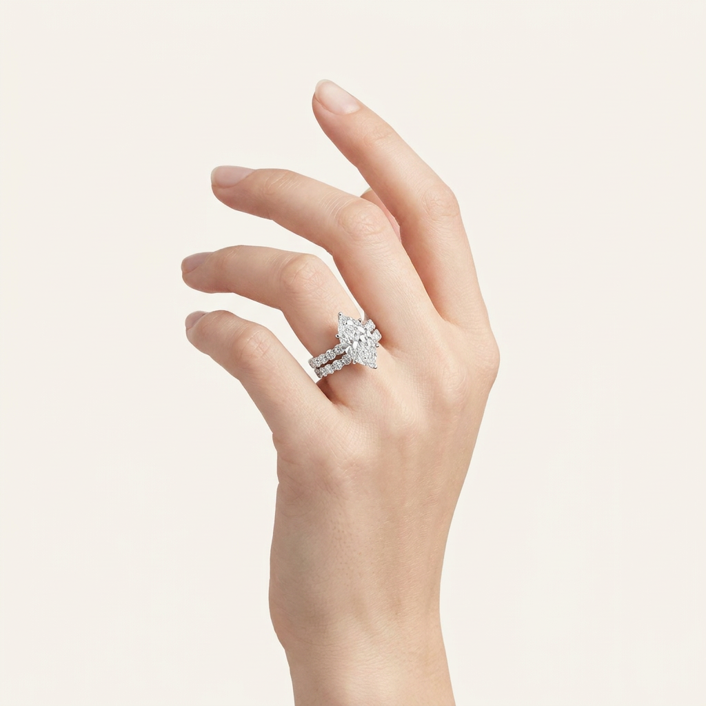 4.00CT Marquise Cut Lab Grown Diamond Bridal Set