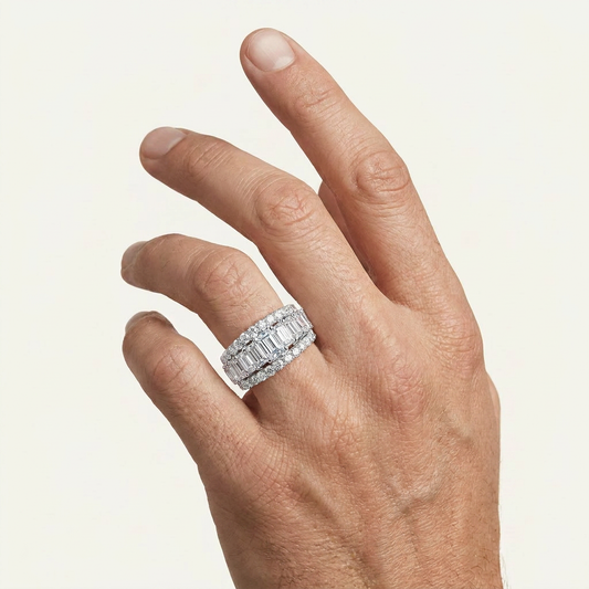 4.00 CT Emerald Certified Lab Grown Diamond Cluster Men's Ring