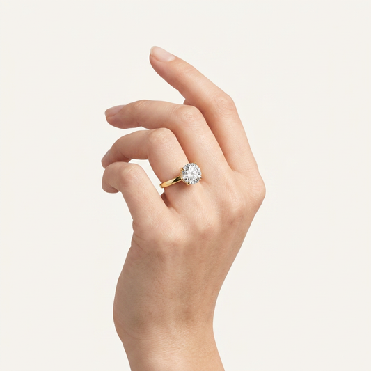 2.5CT Round Cut Lab Grown Diamond Hidden Halo Ring
