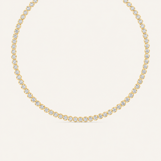 7CT Round Cut Bexel Set Tennis Necklace