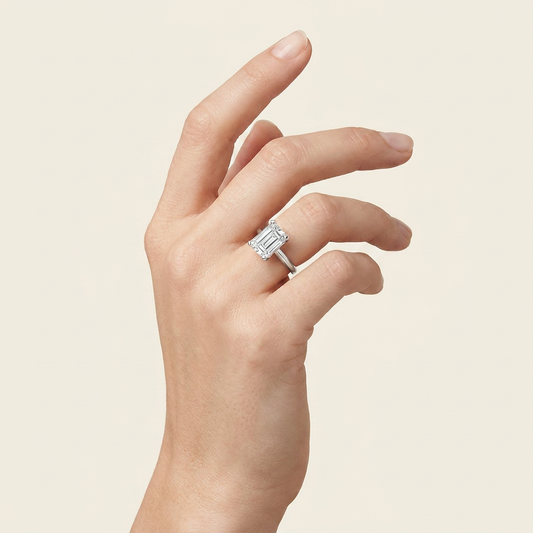 2CT Emerald Cut Lab Grown Diamond Solitaire Ring