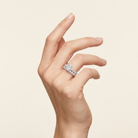 4.00CT Pear Cut Lab Grown Diamond Bridal Set