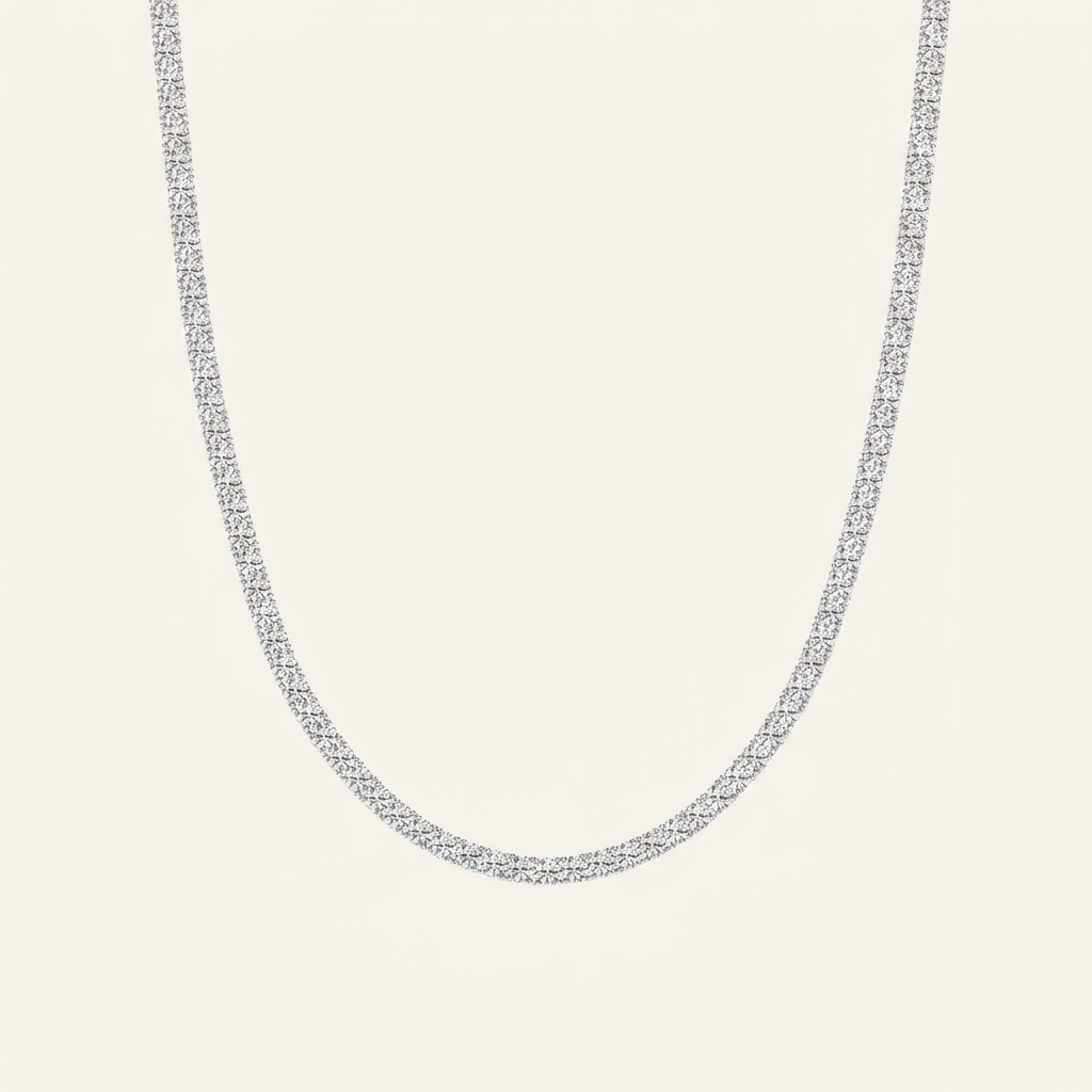 10CT Round Cut Lab Grown Diamond Tennis Necklace