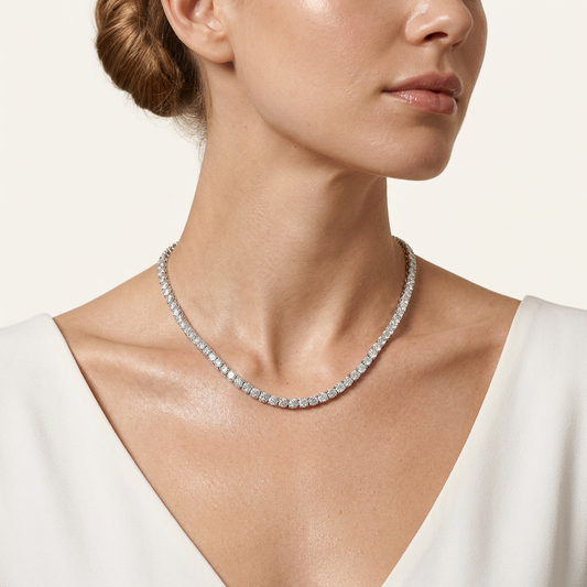 20CT Round Cut Lab Grown Diamond Tennis Necklace