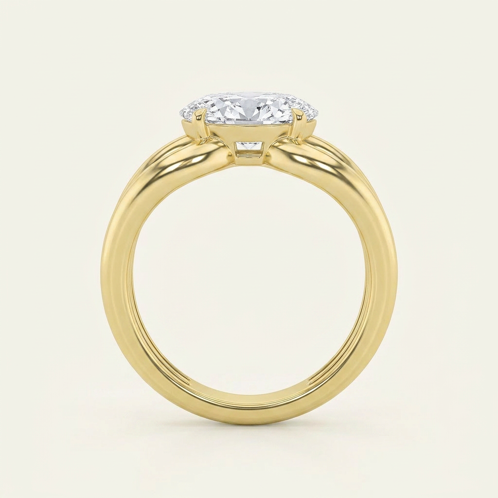 2CT Oval Cut Lab Grown Diamond East West Solitaire Ring