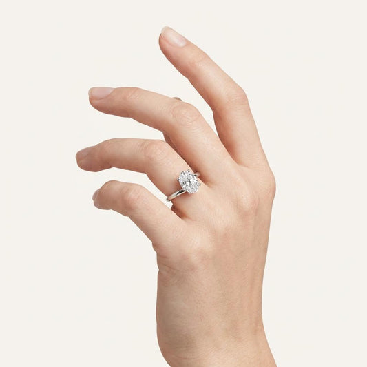 1CT Oval Cut Lab Grown Diamond Solitaire Ring