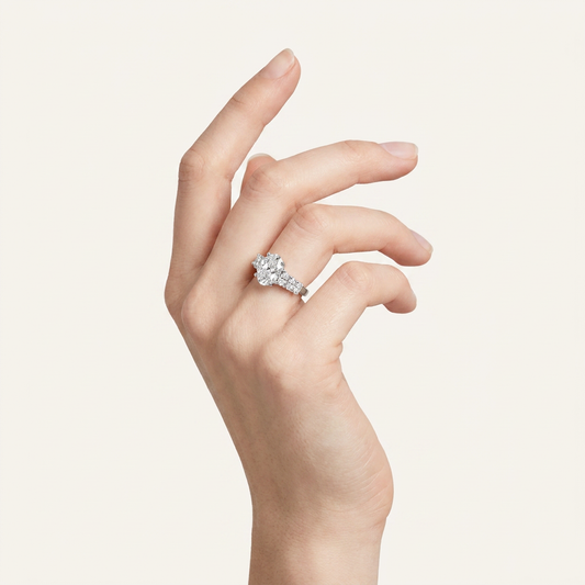 4.06CT Oval Cut Certified Lab Grown Diamond Cluster Ring