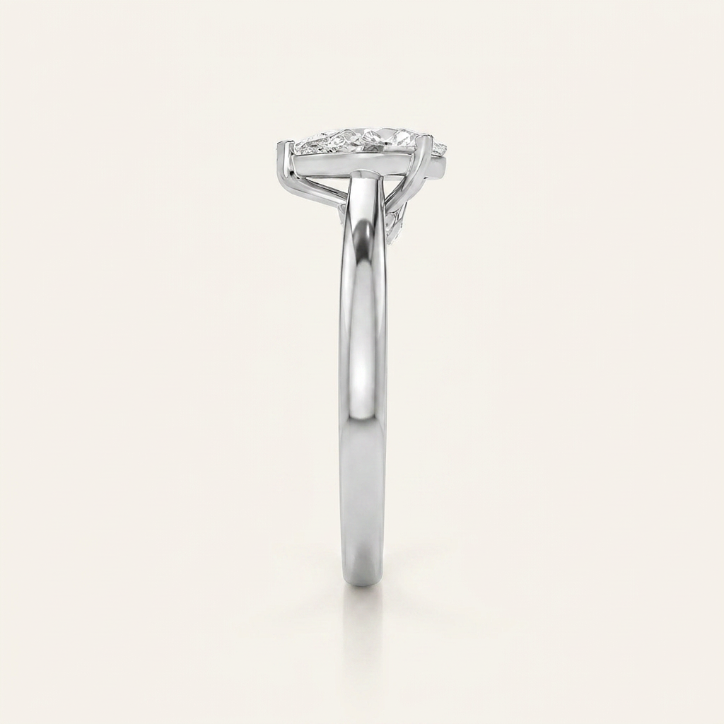 2.00 CT Pear Cut Lab Grown Diamond Side Stone Ring