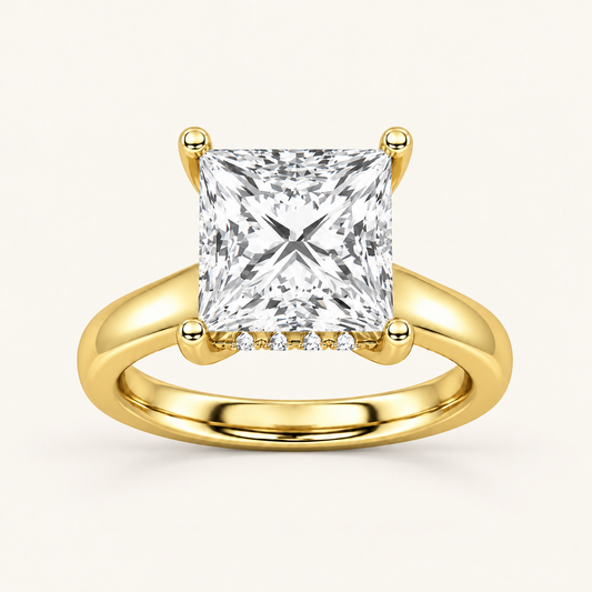 4CT Princess Cut Lab Grown Diamond Solitaire Ring