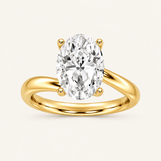3CT Oval Cut Lab Grown Diamond Solitaire Ring