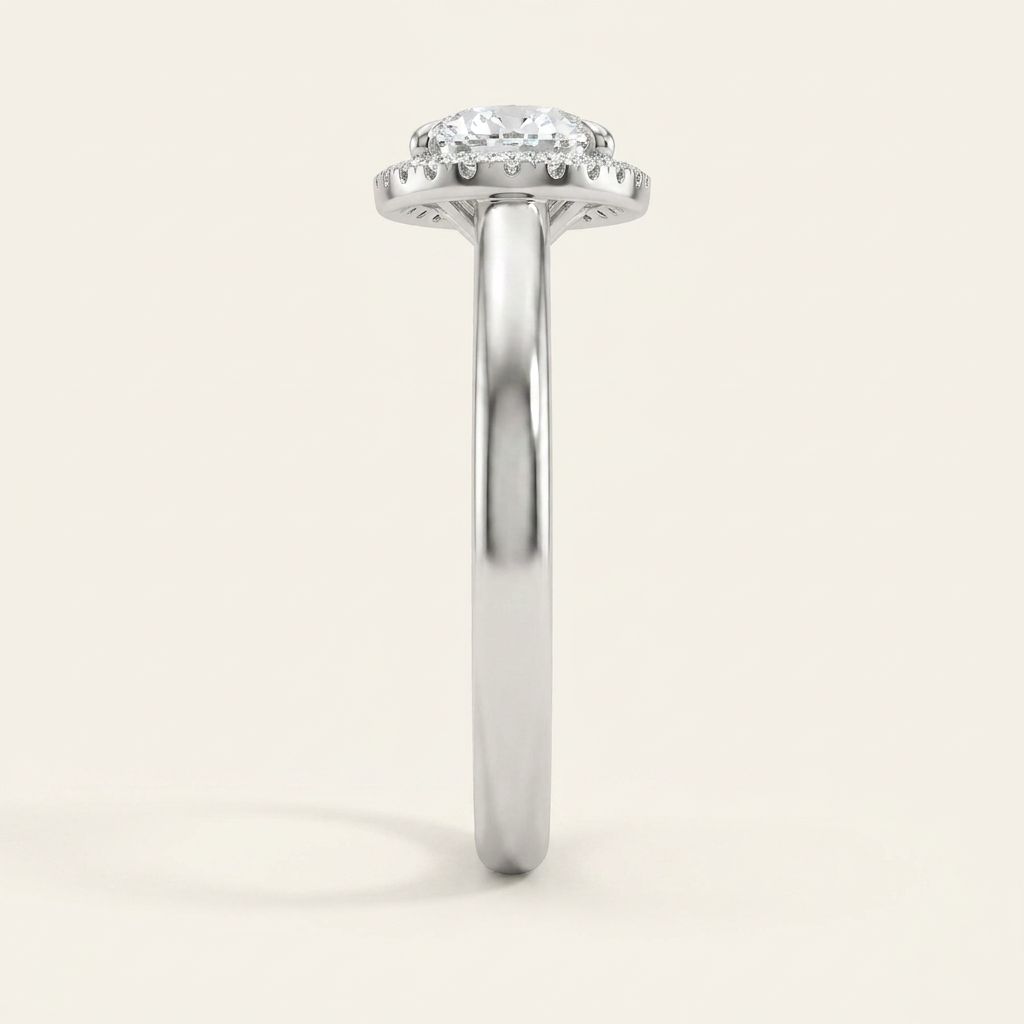 2 CT Oval Lab Grown Diamond Halo Side Stone Ring
