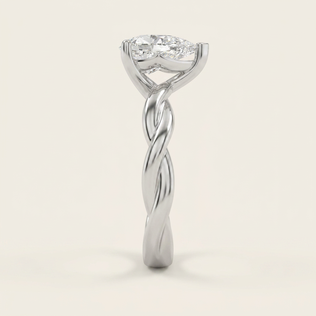 2CT Pear Cut Lab Grown Diamond Solitaire Ring