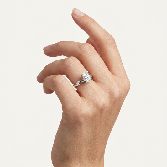 1.5CT Emerald Cut Lab Grown Diamond Solitaire Ring