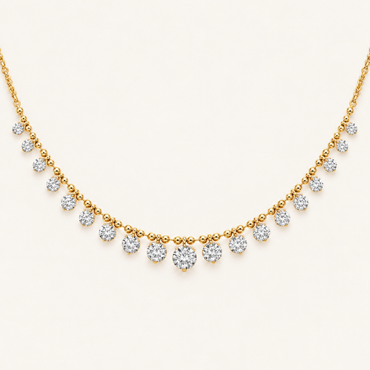 7CT Round Cut Lab Grown Diamond Tennis Necklace