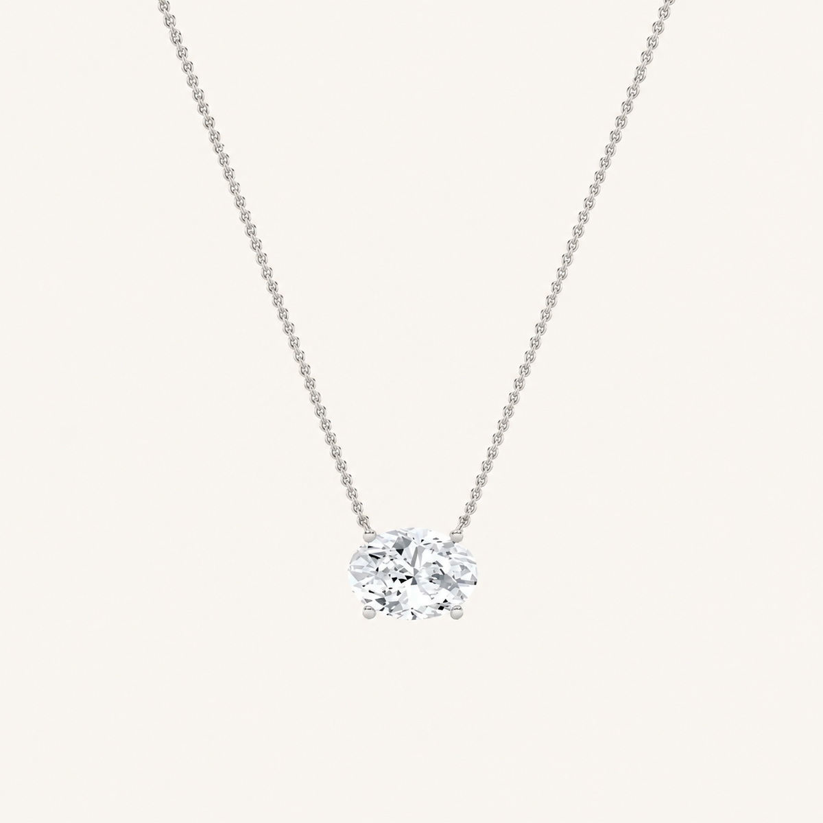 1 Ct Oval Lab Grown Diamond East West Pendant Necklace
