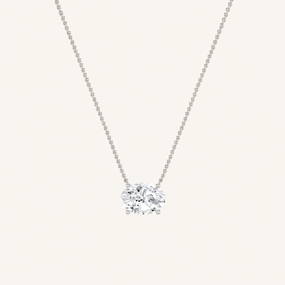 1 Ct Oval Lab Grown Diamond East West Pendant Necklace