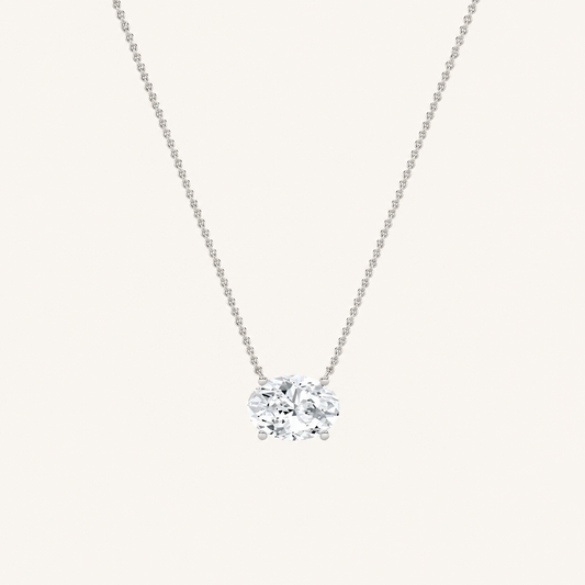 1 Ct Oval Lab Grown Diamond East West Pendant Necklace