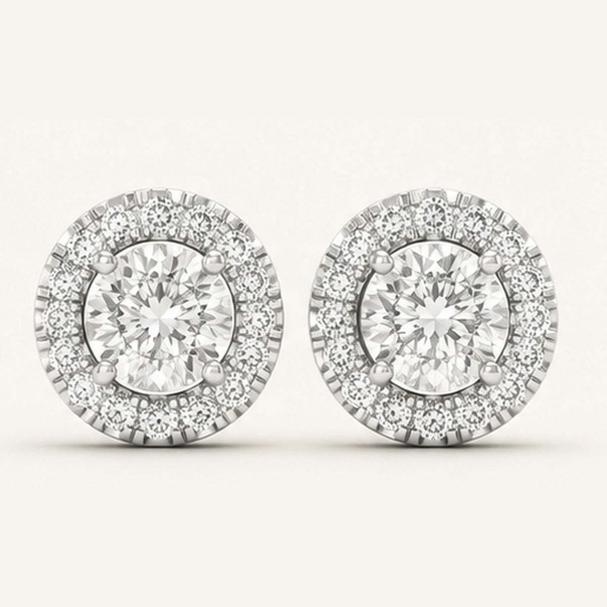 1CT Round Cut Lab Grown Diamond Earrings