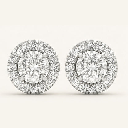 1CT Round Cut Lab Grown Diamond Earrings