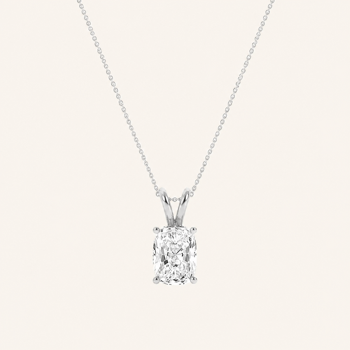 3CT Elongated Cushion Cut Lab Grown Diamond Pendant Necklace