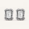 1.5CT Emerald Cut Lab Grown Diamond Organic Design Stud Earrings