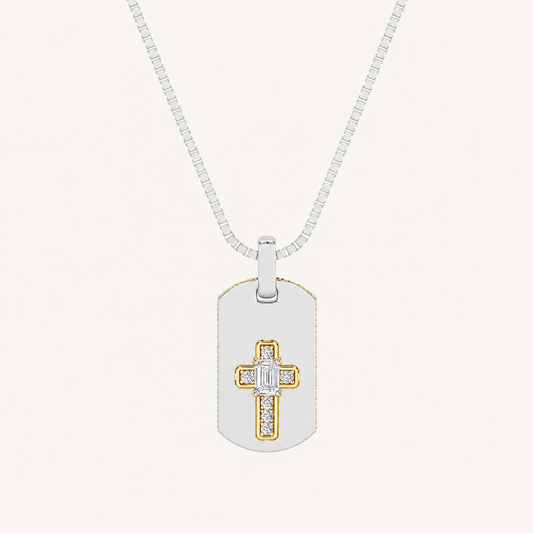1CT Emerald Cut Lab Grown Diamond Dog Tag Pendant Necklace