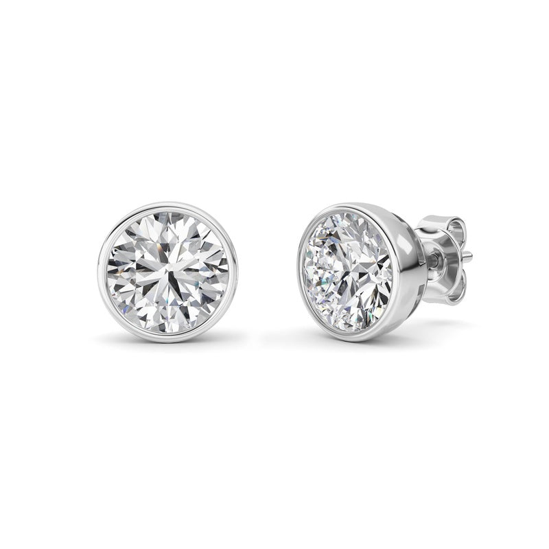 4CTW Round Shaped Lab Grown Diamond (F/VS) Earring in 14K White Gold