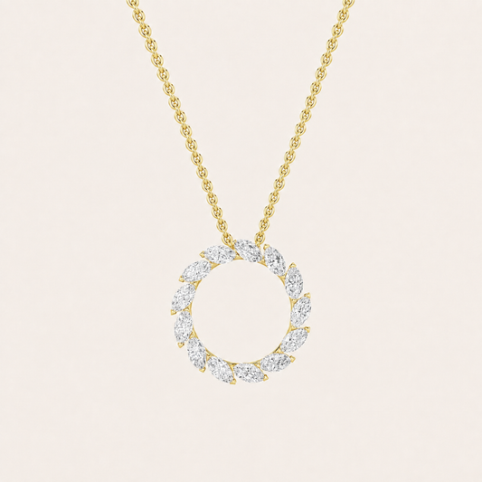 2CT Marquise Cut Lab Grown Diamond Circle Pendant Necklace