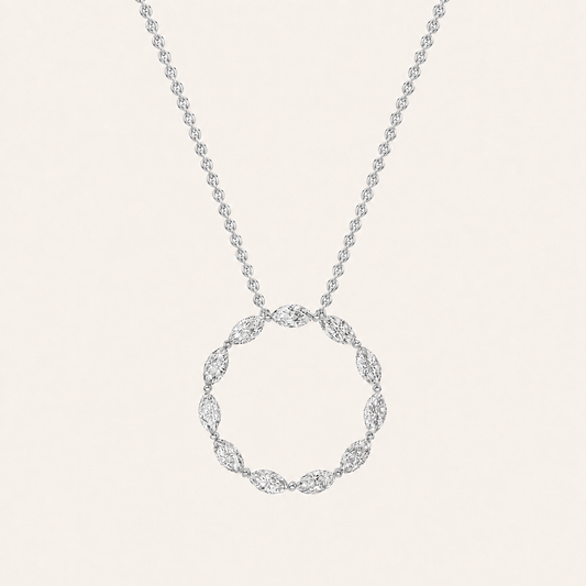 2CT Marquise Cut Lab Grown Diamond Circle Pendant Necklace