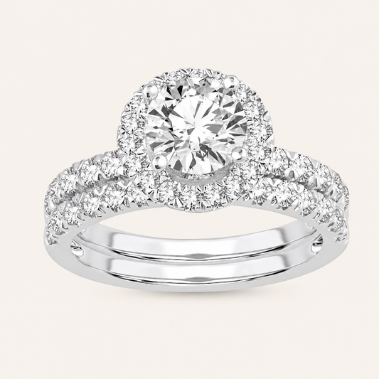 2.00CT Round Cut Lab Grown Diamond Bridal Ring Set