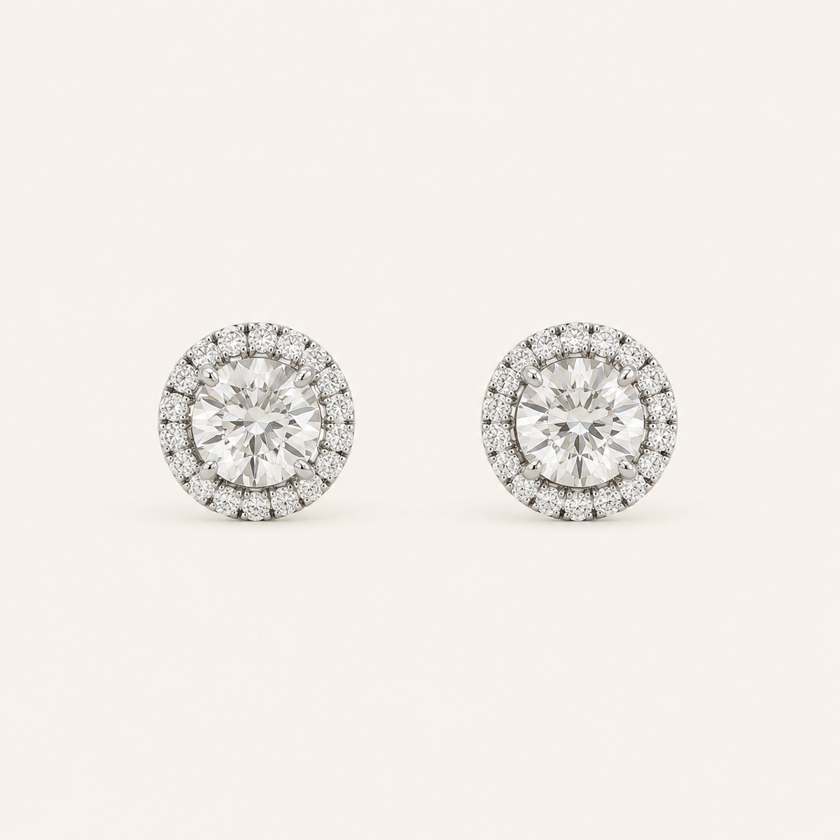 3CT Round Cut Lab Grown Diamond Halo Stud Earrings