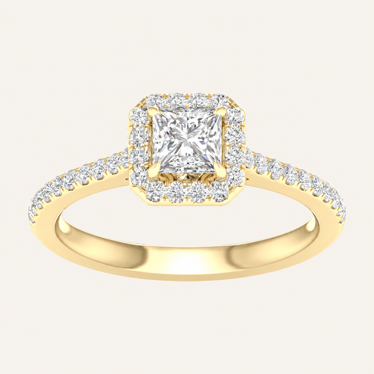 1.00CT Princess Cut Lab Grown Diamond Engagement Ring